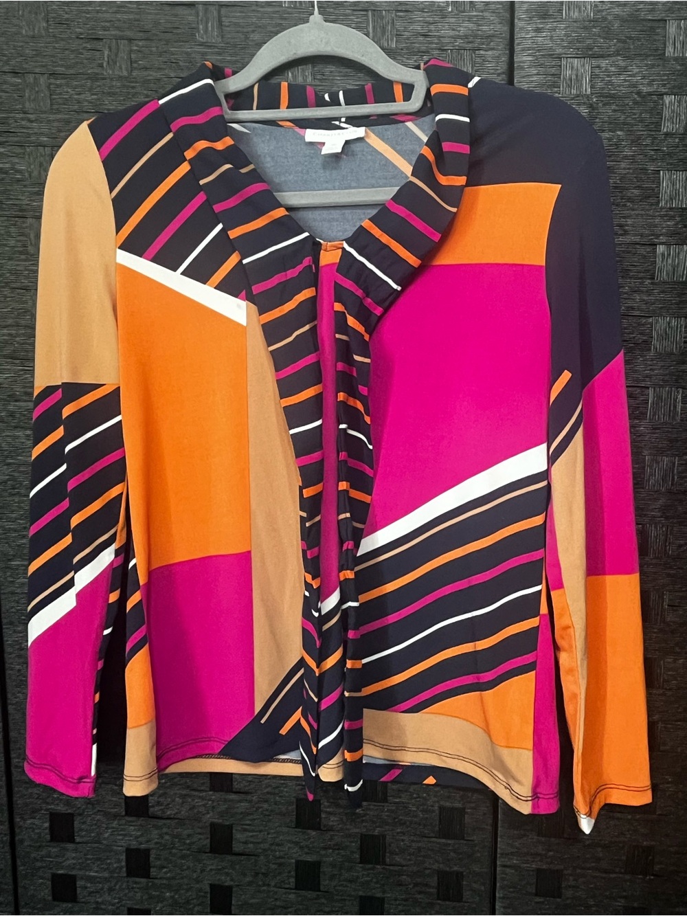 Charter Club multicolored Blouse geometric striped blocks and stripes Size PS.